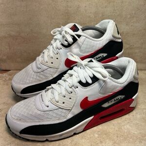 Size 10 Nike Air Max 90 University Red White Black Mens Shoes BV2522-100 Sneaker